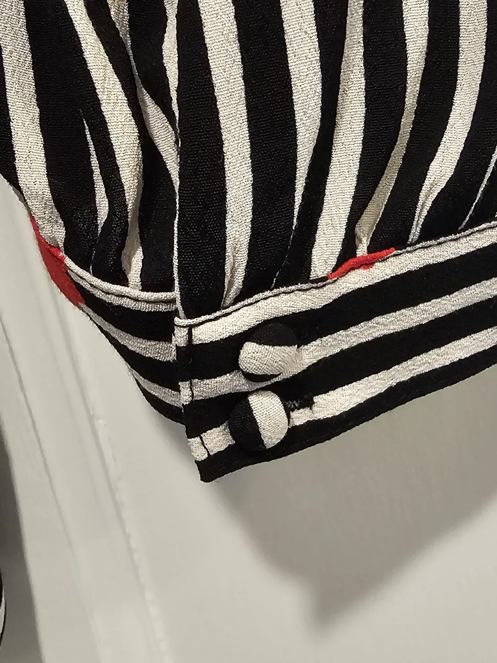 Madewell Black & White Wrap Blouse Top Shirt Red Floral Candied Orchid Small S - Picture 3 of 5